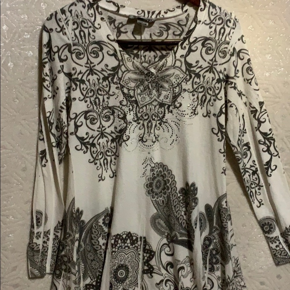 Gray and off white sweater dress
